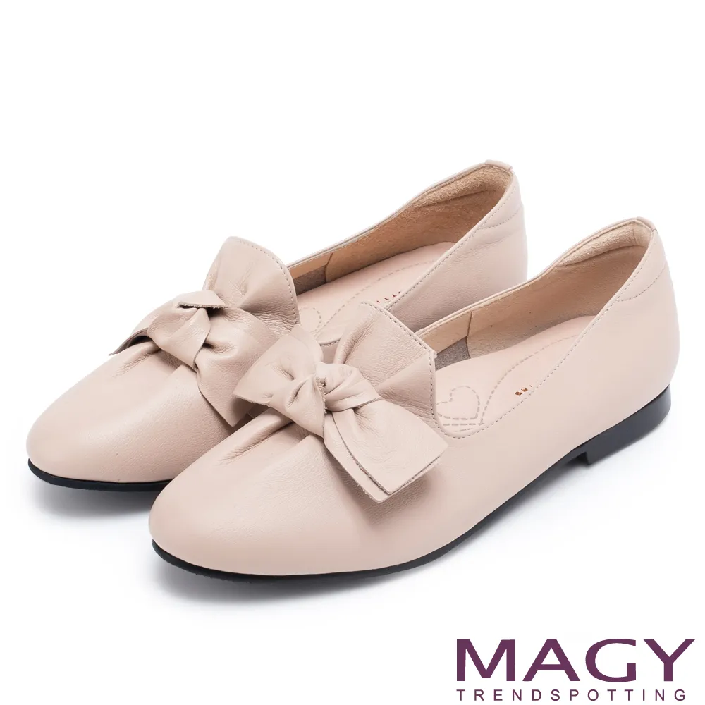 MAGY 扭結蝴蝶結抓皺真皮低跟鞋 淺綠 歷史價格詳細信息