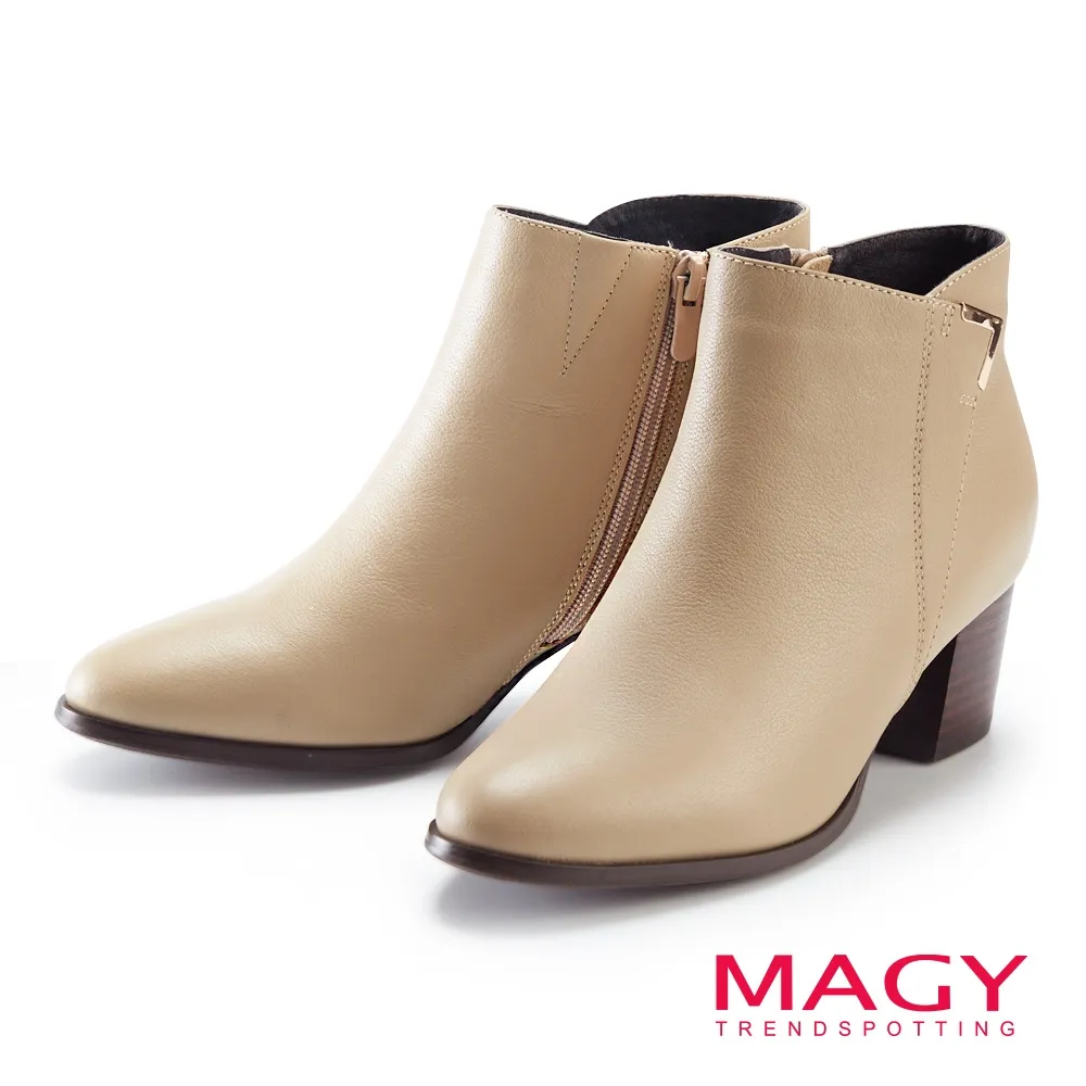 MAGY 金屬V型釦環真皮粗跟 女 短靴 淺可可 價格比較,價格查詢,歷史價格詳細信息