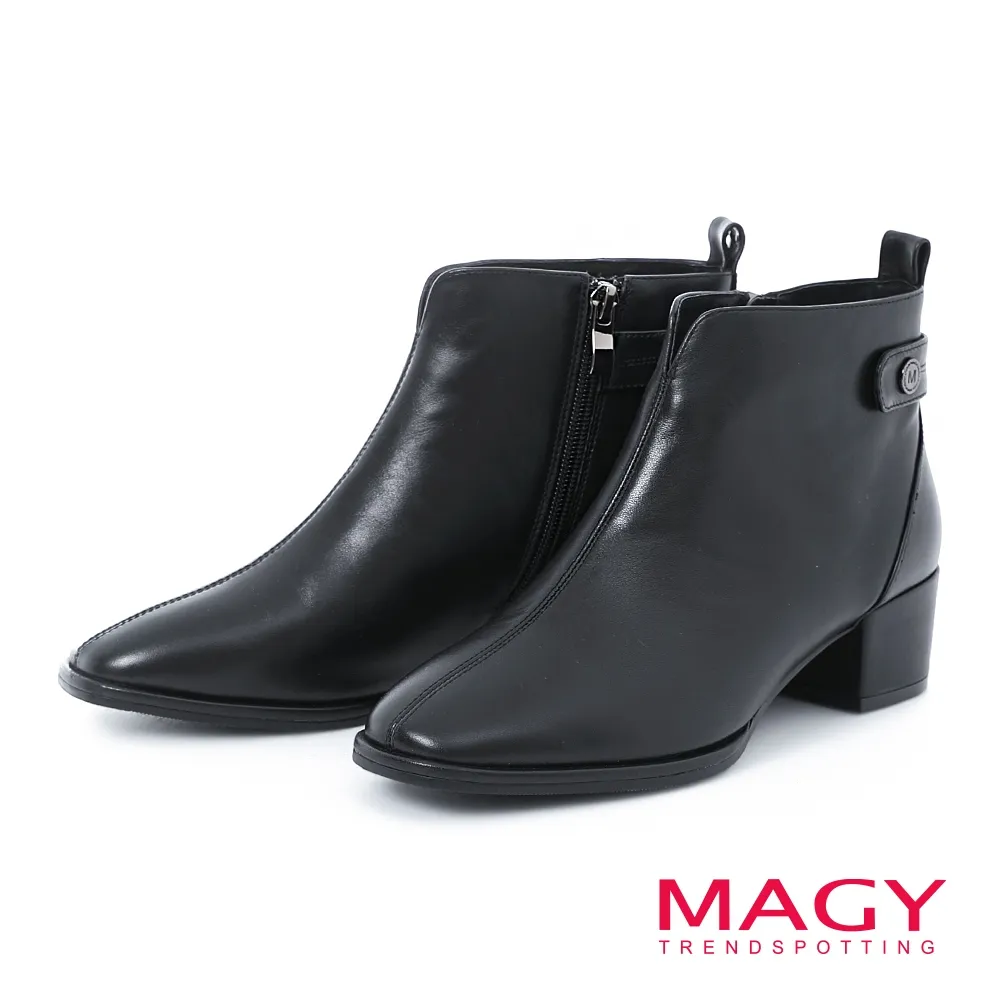 【MAGY】俐落剪裁真皮粗高跟 女 短靴(棕色) 歷史價格詳細信息