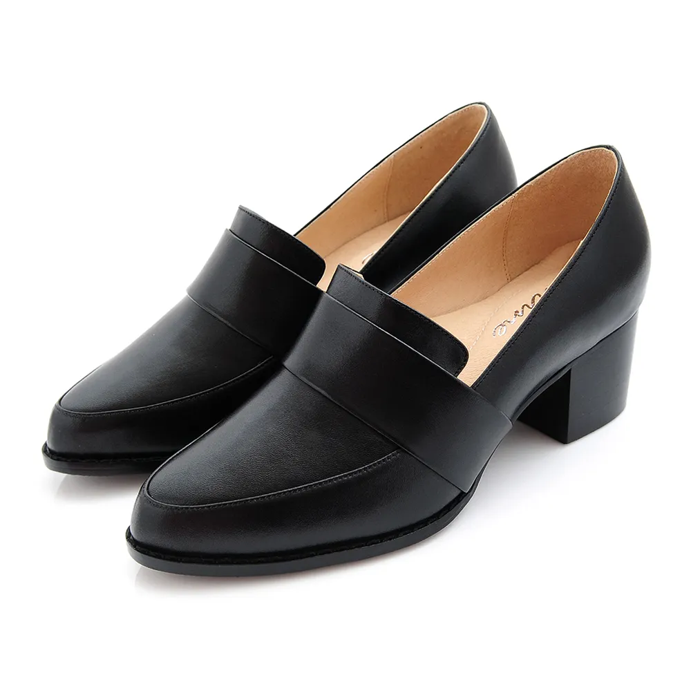 粗跟鞋 MIT台灣製 小金飾造型舒適軟底樂福鞋 高跟鞋 上班鞋-QH shoes 歷史價格詳細信息