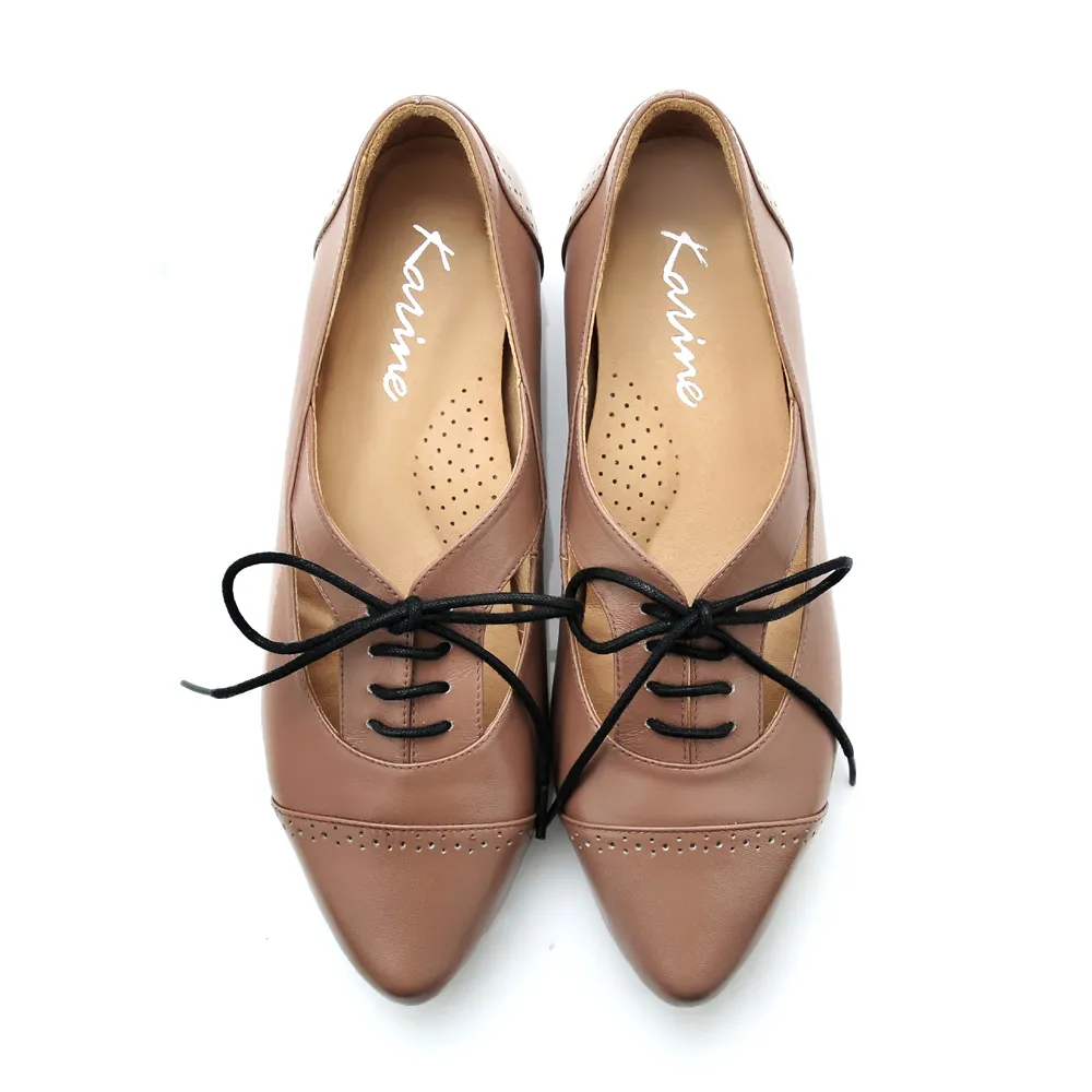 karine(MIT台灣製)全真皮綁帶低跟牛津鞋-黑色 歷史價格詳細信息