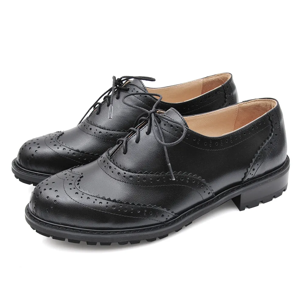 karine(MIT台灣製)全真皮綁帶低跟牛津鞋-黑色 歷史價格詳細信息