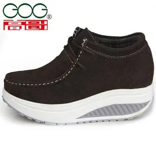【JHS 杰恆社】GOG高哥2017春新款休閒系帶超輕布鞋兩色可選W21765藍色W21766灰色增高6CM 歷史價格詳細信息