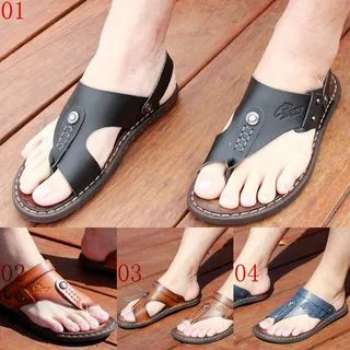 口JHS杰恆社口夏季人字拖男士涼拖鞋韓版潮流真皮拖鞋男鞋子防滑沙灘鞋休閑涼鞋190727-3 歷史價格詳細信息