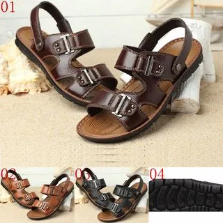 真皮涼鞋男款潮夏季耐磨沙灘鞋休閑100%帥氣潮流涼拖鞋 歷史價格詳細信息