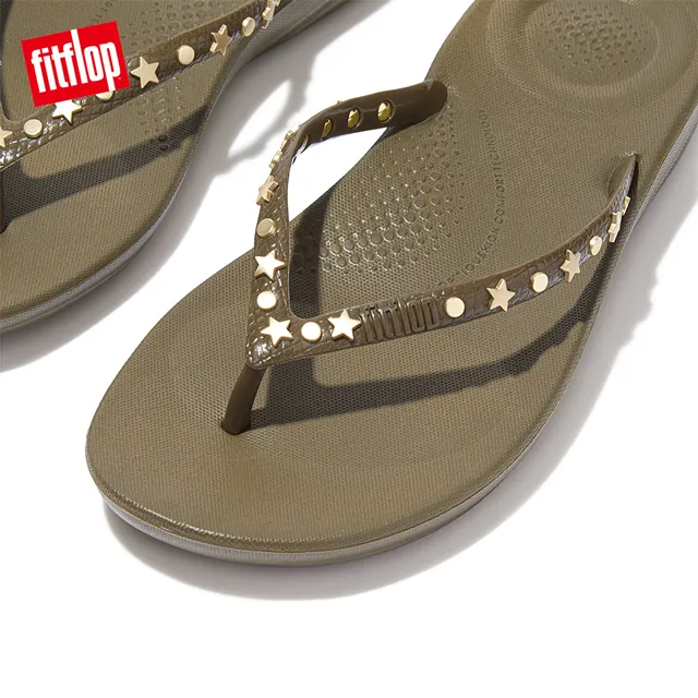 【FitFlop】IQUSHION STAR-STUD ERGONOMIC FLIP-FLOPS人體工學涼鞋-女(米色) 歷史價格詳細信息