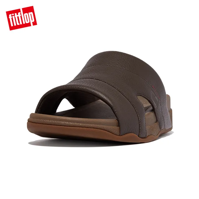 【FitFlop】FREEWAY POOL SLIDE IN LEATHER簡約一片式皮革涼鞋-男(巧克力棕) 歷史價格詳細信息
