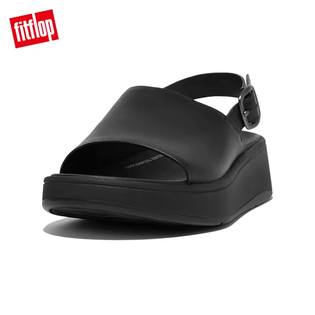 【FitFlop】F-MODE LEATHER FLATFORM BACK-STRAP SANDALS厚底一片式後帶涼鞋-女(靓黑色) 歷史價格詳細信息