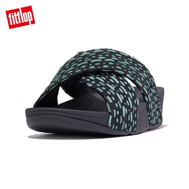 【FitFlop】LULU CROSS SLIDE SANDALS - LEATHER經典交叉涼鞋-女(黑色) 歷史價格詳細信息