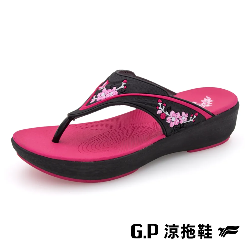 【G.P 女款厚底雕花磁扣兩用涼拖鞋】G2347W-15 黑桃色(SIZE:35-39 共二色) 歷史價格詳細信息