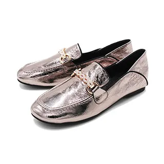 W&M(女)金屬方釦柔軟牛皮平底鞋 女鞋-米白 歷史價格詳細信息