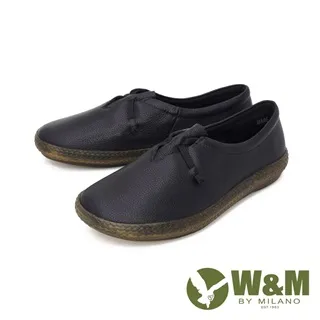 W&M(女)大圓頭簡約車縫感懶人休閒鞋 女鞋-黑色 歷史價格詳細信息