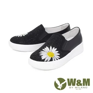 W&M(女)圓頭亮鑽花朵厚底鞋 自尊鞋 女鞋-黑(另有灰) 歷史價格詳細信息