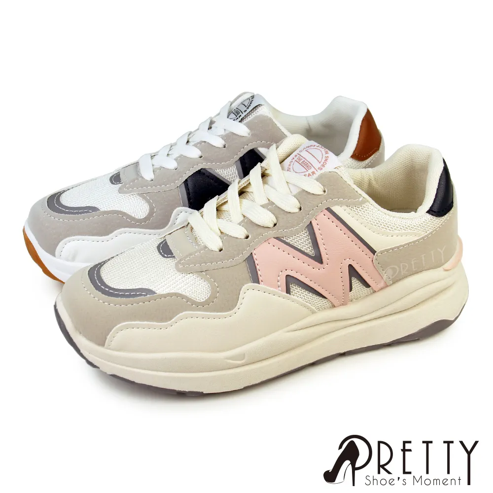 【Pretty】女鞋 休閒鞋 阿甘鞋 鬆糕 厚底 綁帶 復古運動風P-20386 歷史價格詳細信息