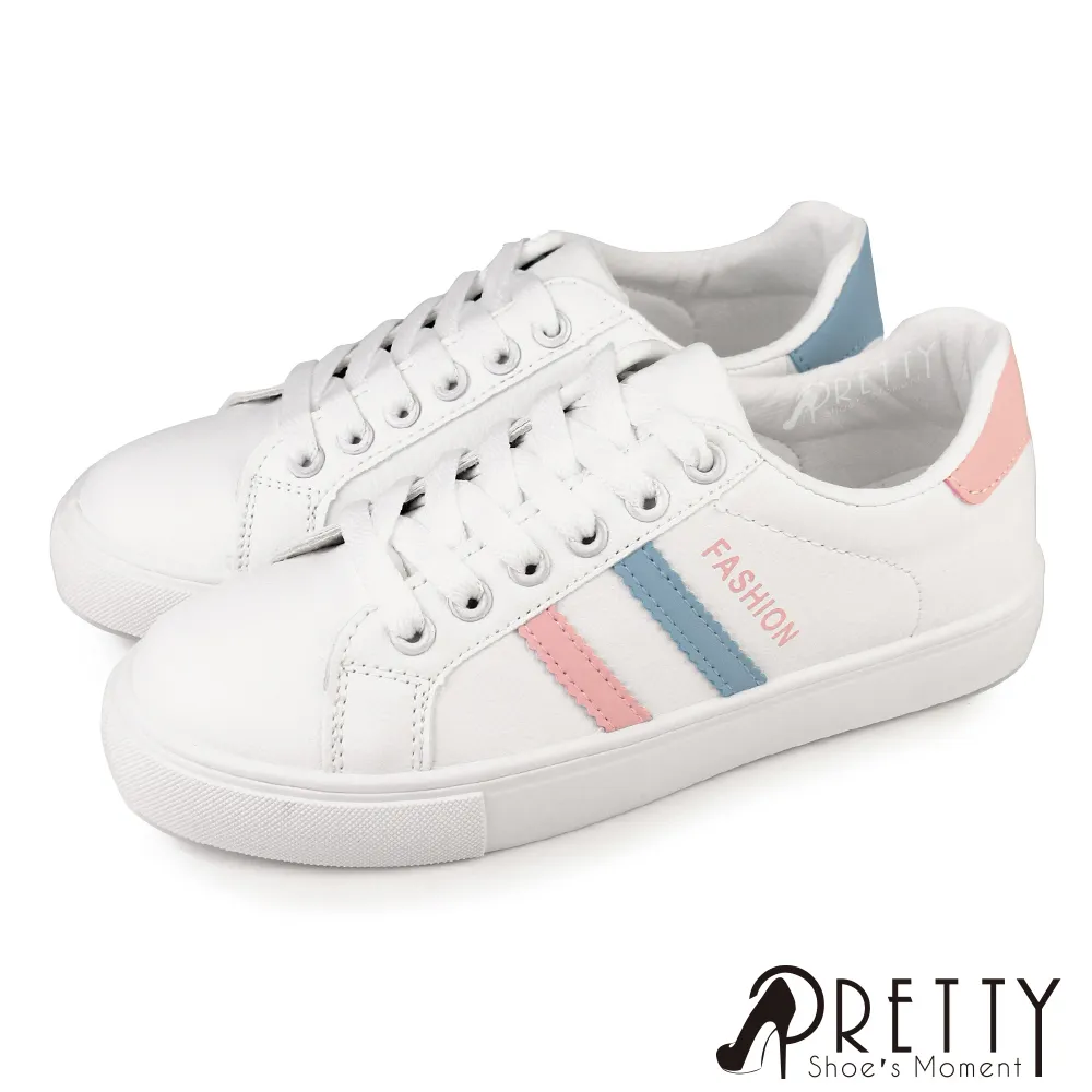 【Pretty】女 小白鞋 休閒鞋 貝殼鞋 板鞋 綁帶 台灣製P-20716 歷史價格詳細信息