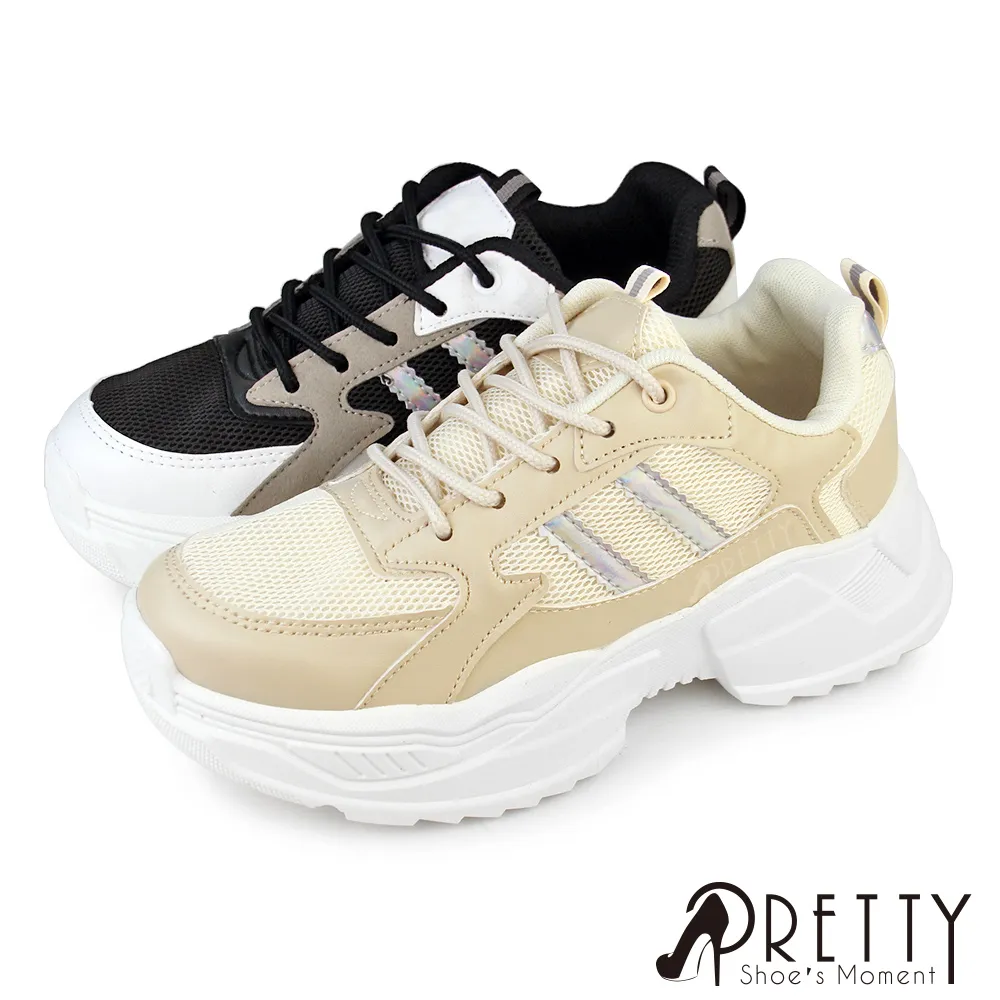 【Pretty】男鞋 運動鞋 休閒鞋 輕量 透氣 厚底 綁帶P-16738 歷史價格詳細信息