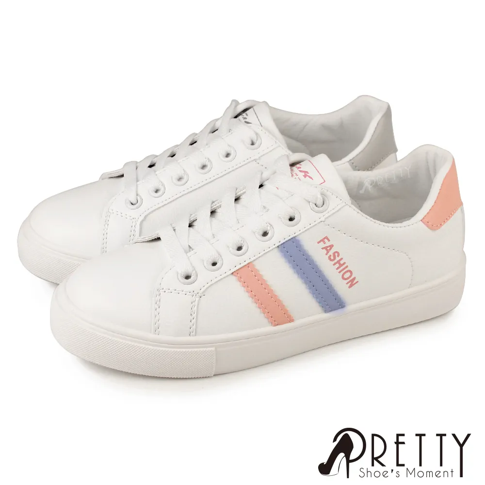 【Pretty】女 小白鞋 休閒鞋 貝殼鞋 板鞋 綁帶 台灣製P-20716 歷史價格詳細信息