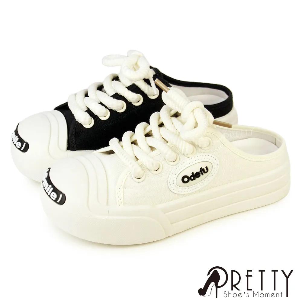 【Pretty】女 休閒拖鞋 穆勒鞋 帆布鞋 厚底 顯瘦 增高BA-26809 歷史價格詳細信息