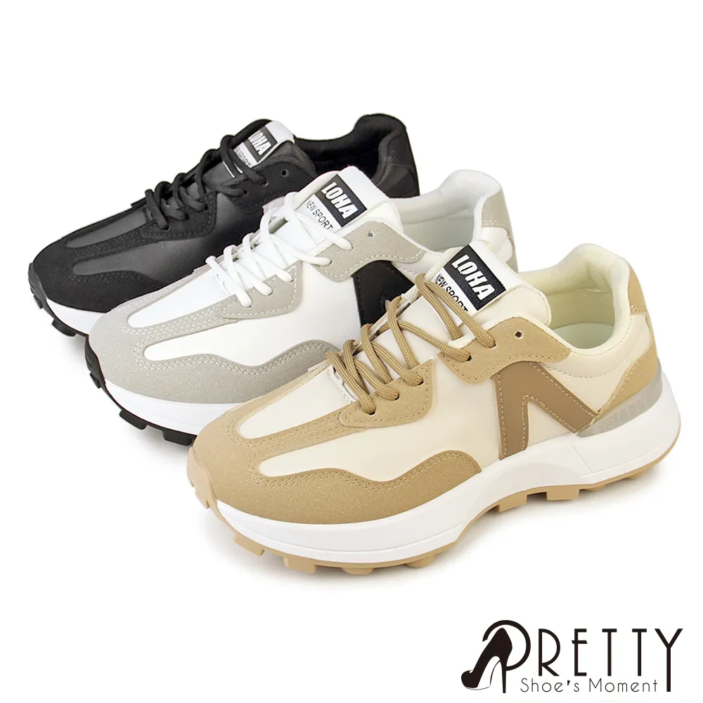 【Pretty】女鞋 休閒鞋 阿甘鞋 鬆糕 厚底 綁帶 復古運動風P-20386 歷史價格詳細信息