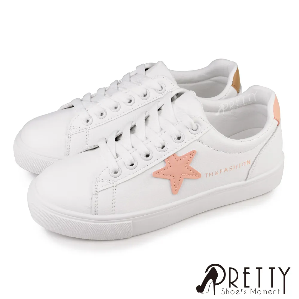【Pretty】女 小白鞋 休閒鞋 貝殼鞋 板鞋 綁帶 台灣製P-20716 歷史價格詳細信息