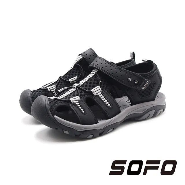 SOFO(男)水陸溯溪魔鬼氈運動休閒護趾涼鞋 男鞋-黑 歷史價格詳細信息