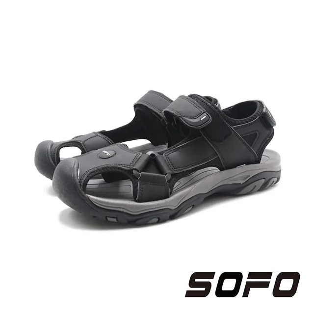 SOFO(男)水陸溯溪魔鬼氈運動休閒護趾涼鞋 男鞋-黑 歷史價格詳細信息