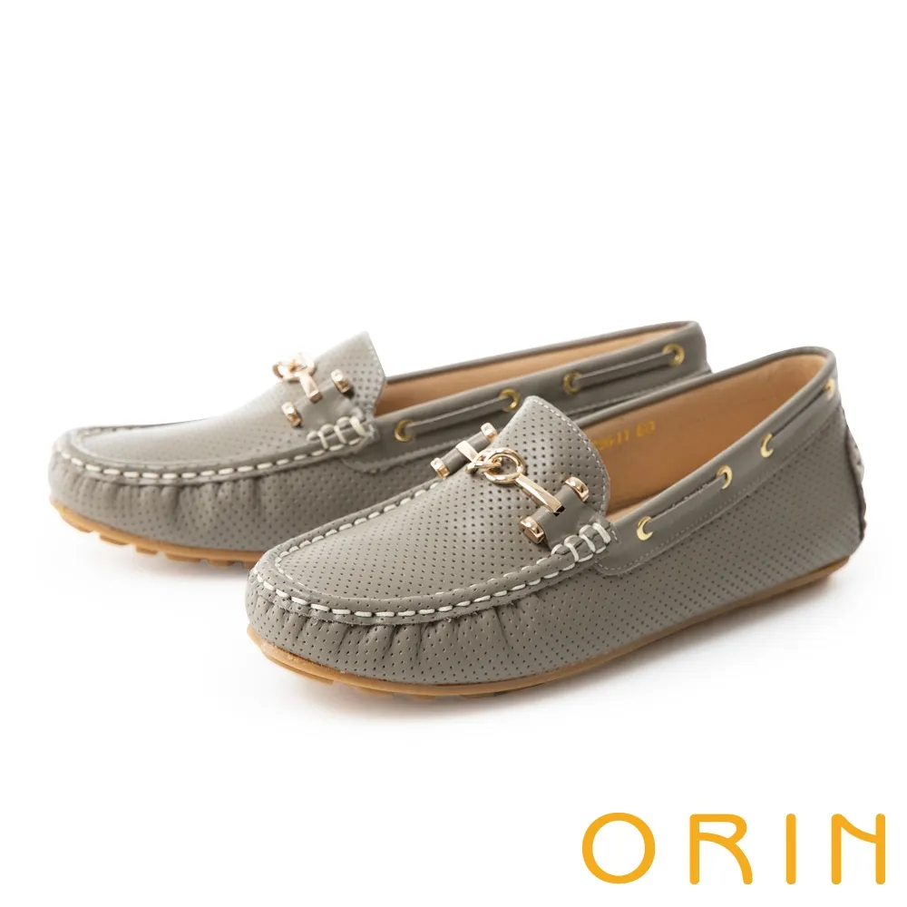 ORIN 金屬飾釦真皮鬆緊帶尖頭平底鞋 黑色 歷史價格詳細信息