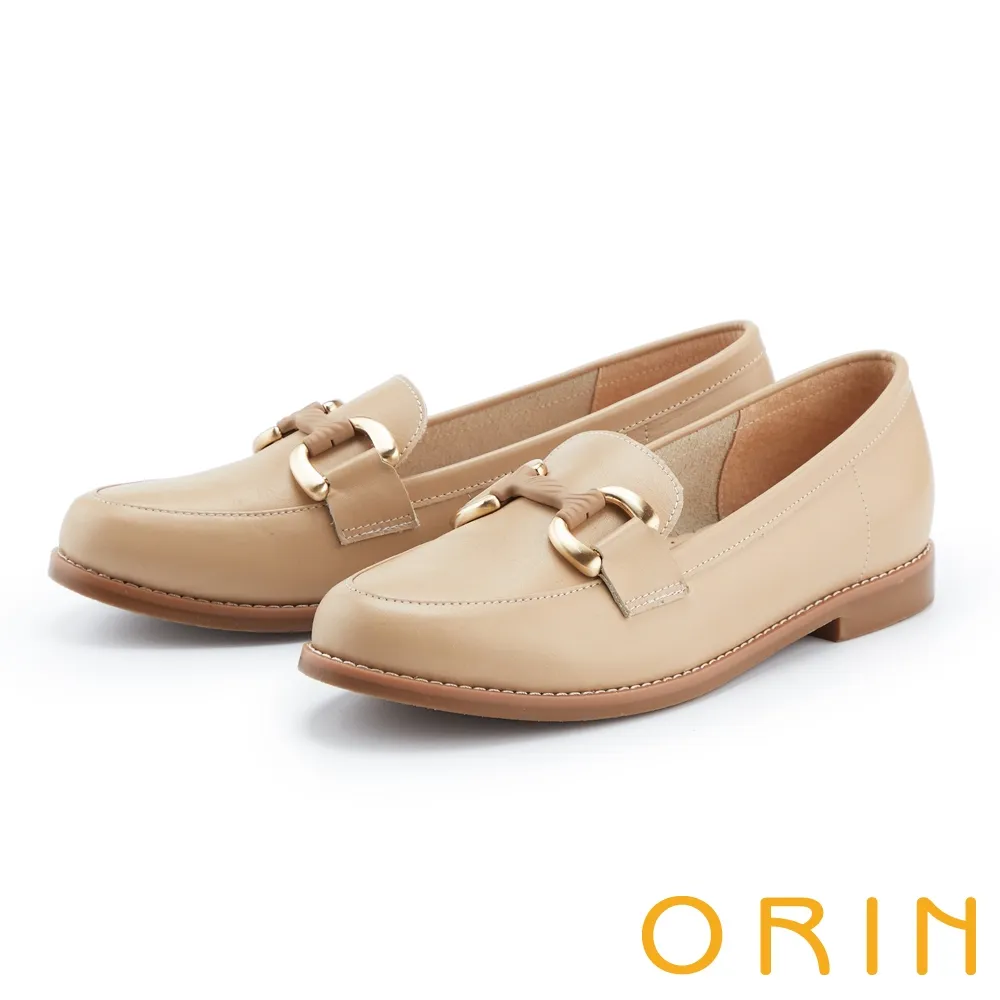 【ORIN】馬銜釦軟漆牛皮厚底樂福鞋(米白) 歷史價格詳細信息
