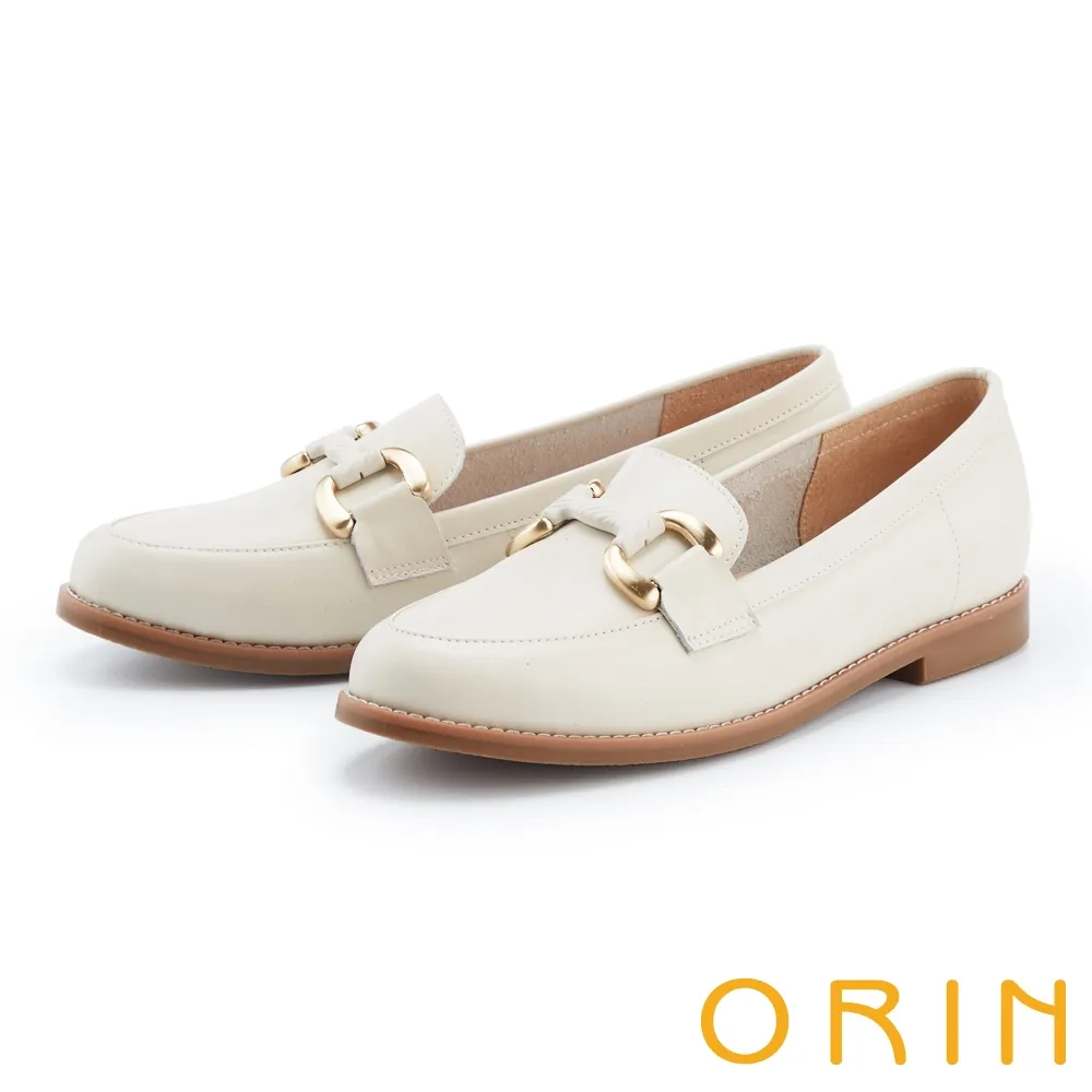 【ORIN】馬銜釦軟漆牛皮厚底樂福鞋(米白) 歷史價格詳細信息