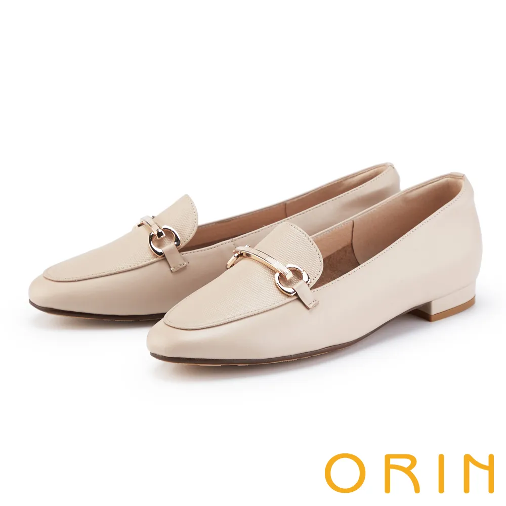 【ORIN】金屬條真皮樂福平底鞋(可可) 歷史價格詳細信息