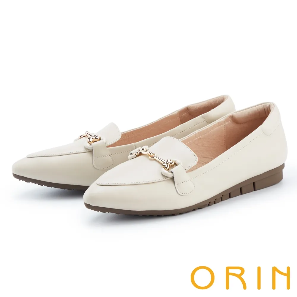 【ORIN】馬銜釦軟漆牛皮厚底樂福鞋(米白) 歷史價格詳細信息