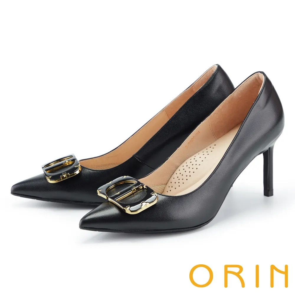 【ORIN】造型五金羊皮尖頭高跟鞋(黑色) 歷史價格詳細信息