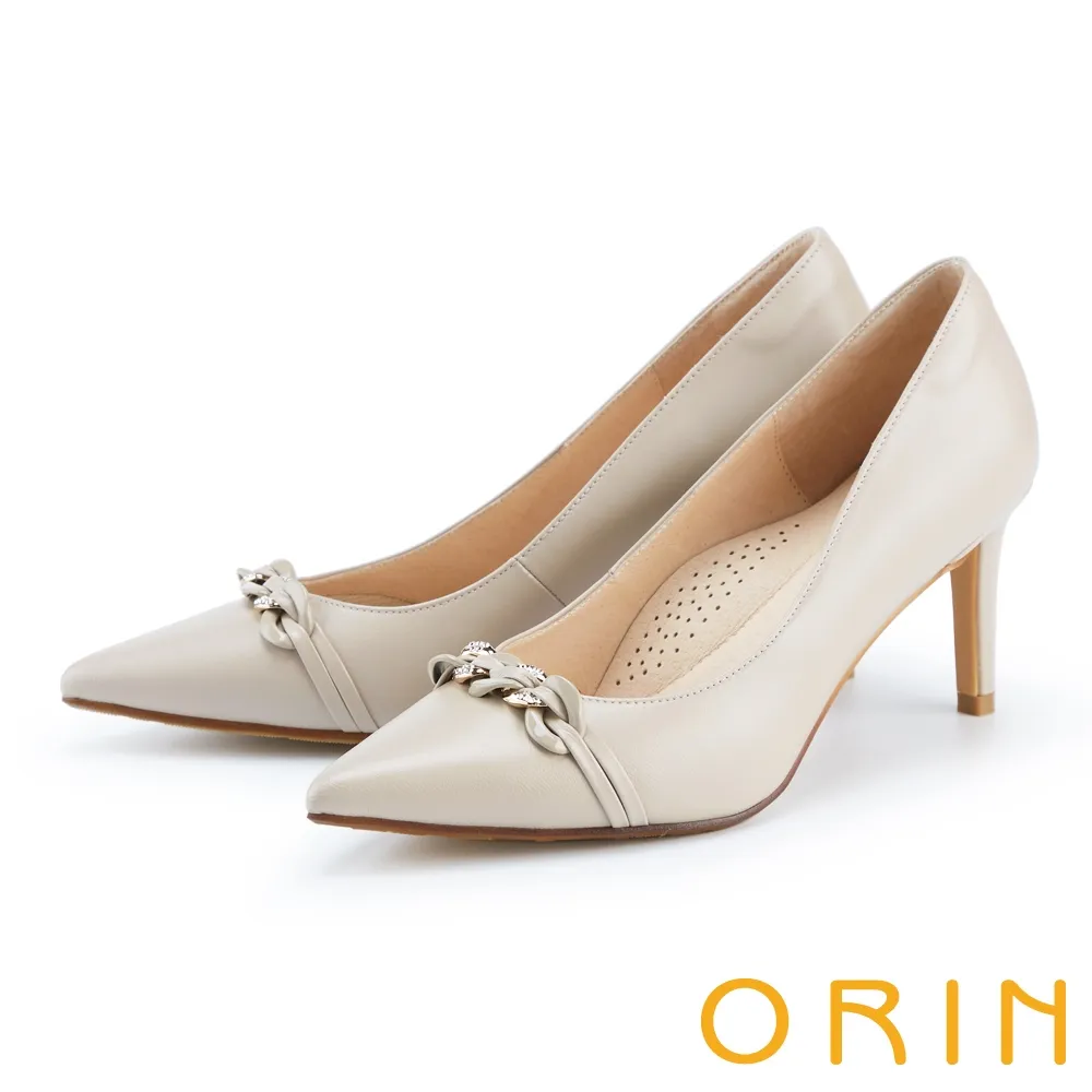 【ORIN】金屬鍊條真皮樂福平底鞋(可可) 歷史價格詳細信息