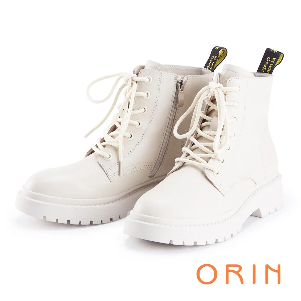 【ORIN】街頭帥氣真皮綁帶 女 短靴(白色) 歷史價格詳細信息