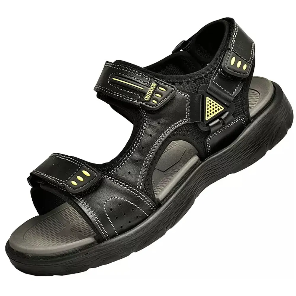 涼鞋男士真皮透氣外穿防滑軟底兩用涼拖鞋休閒新款中年爸爸沙灘鞋 歷史價格詳細信息