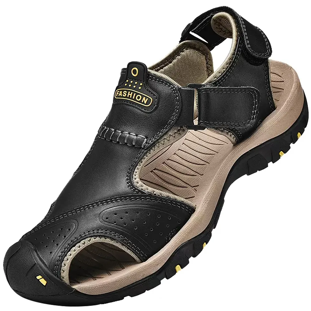 休閒鞋真皮包頭護趾男鞋戶外運動沙灘鞋健走鞋防滑鞋男生鞋子40-48大碼 涼鞋男透氣--悠爵鞋店 歷史價格詳細信息