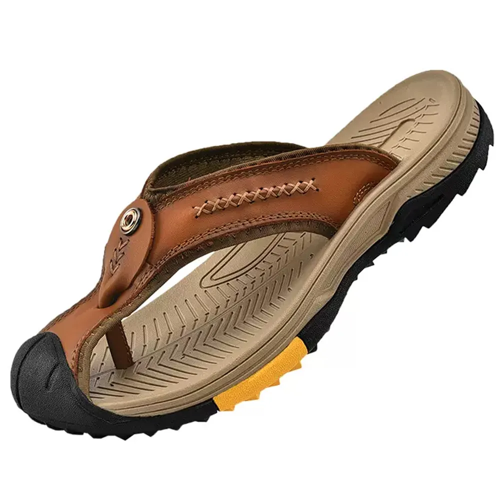人字拖男防滑外穿真皮夾腳男士拖鞋夏季戶外耐磨沙灘涼鞋 歷史價格詳細信息