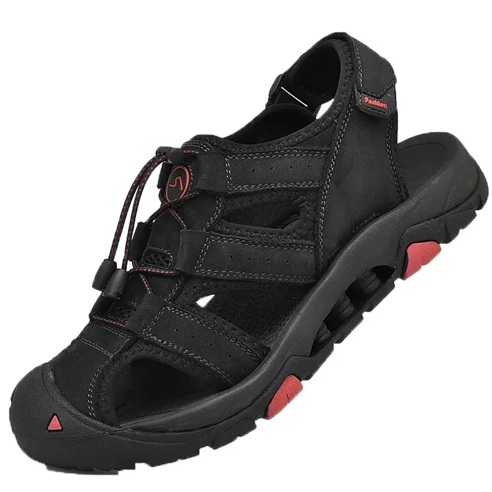 涼鞋男真皮戶外運動休閒包頭沙灘鞋牛皮防水厚底夏季潮流百搭溯溪 歷史價格詳細信息