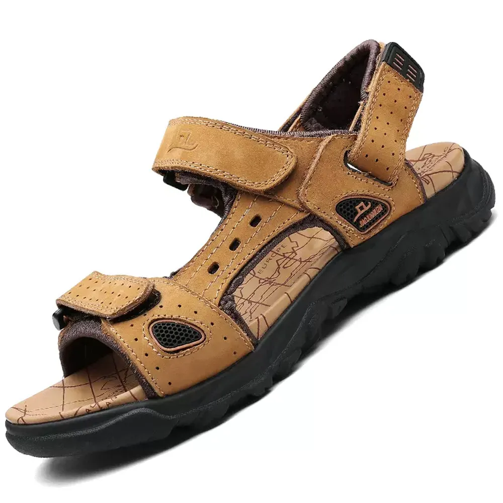 大友SAZ063口三色涼鞋男年新款潮流真皮戶外運動防滑包頭沙灘鞋男杰恆 歷史價格詳細信息