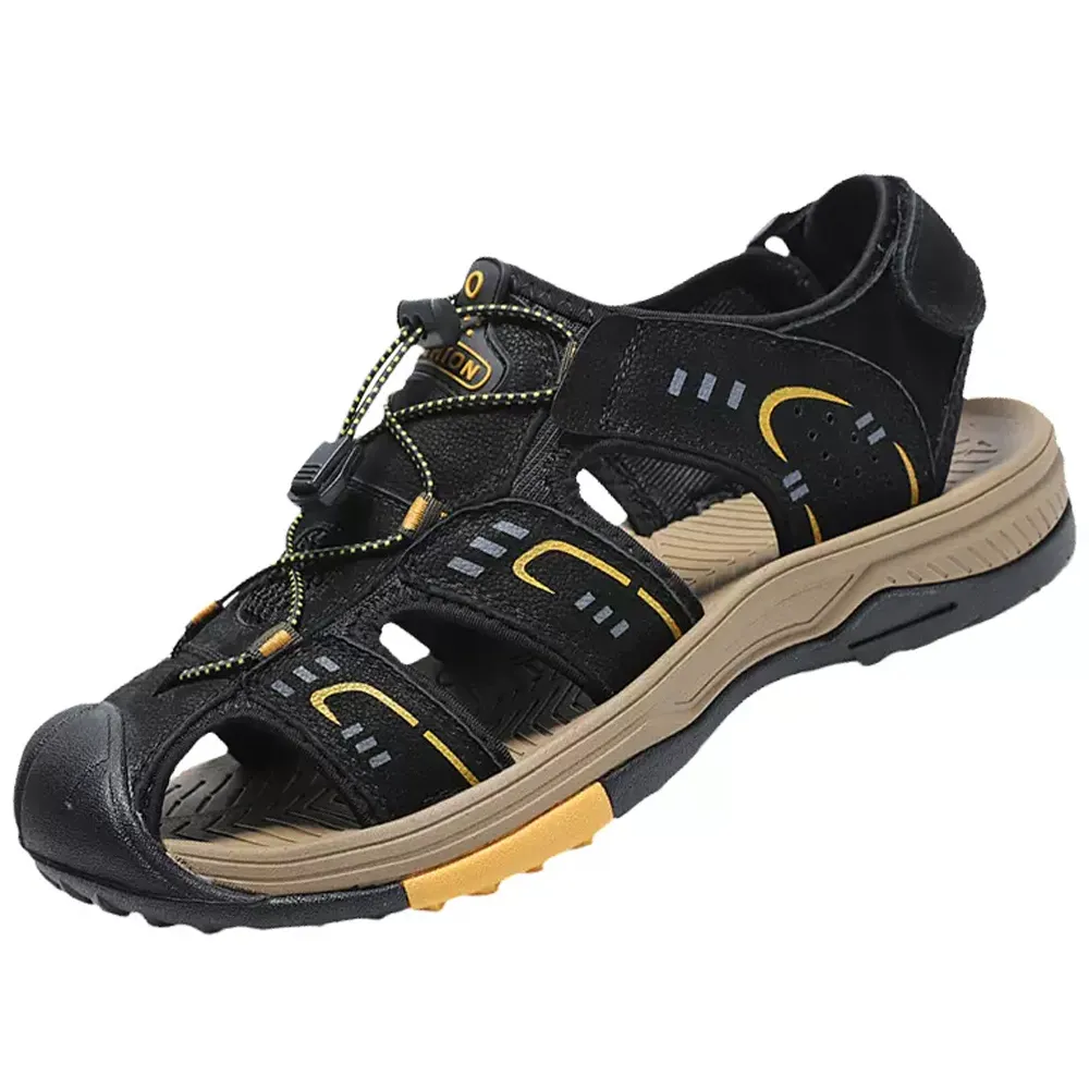 涼鞋男真皮戶外運動休閒包頭沙灘鞋牛皮防水厚底夏季潮流百搭溯溪 歷史價格詳細信息