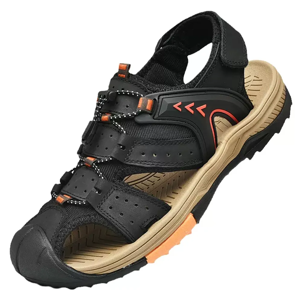 大友SAZ063口三色涼鞋男年新款潮流真皮戶外運動防滑包頭沙灘鞋男杰恆 歷史價格詳細信息