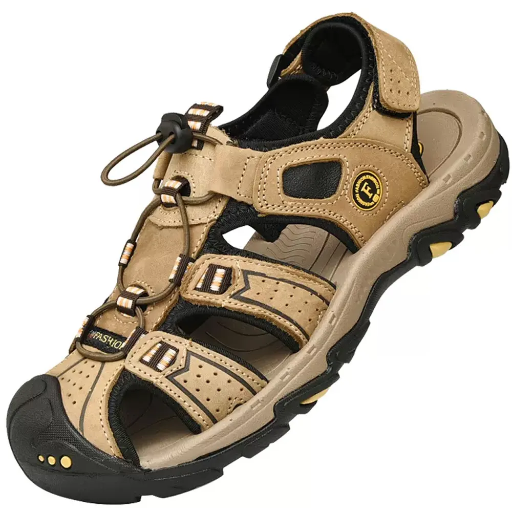 休閒鞋真皮包頭護趾男鞋戶外運動沙灘鞋健走鞋防滑鞋男生鞋子40-48大碼 涼鞋男透氣--悠爵鞋店 歷史價格詳細信息