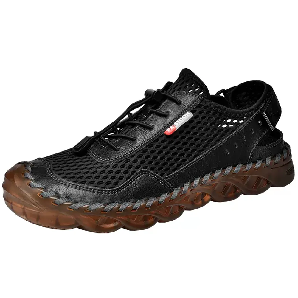 牛筋底涼鞋 男土軟底鞋 防滑耐磨包頭鞋 牛皮戶外休閒登山洞洞鞋 皮涼鞋 歷史價格詳細信息