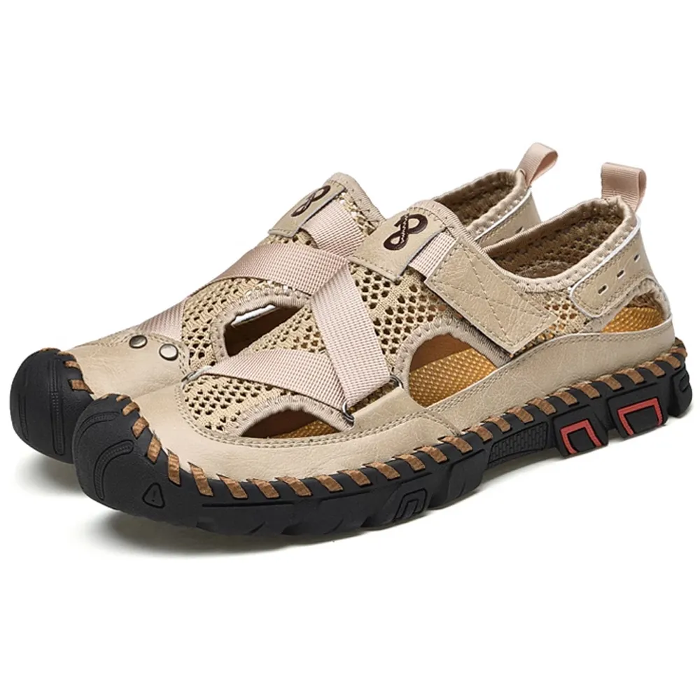 涼鞋男夏季透氣網面外穿防臭防滑涉水沙灘運動戶外兩用包頭洞洞鞋 歷史價格詳細信息