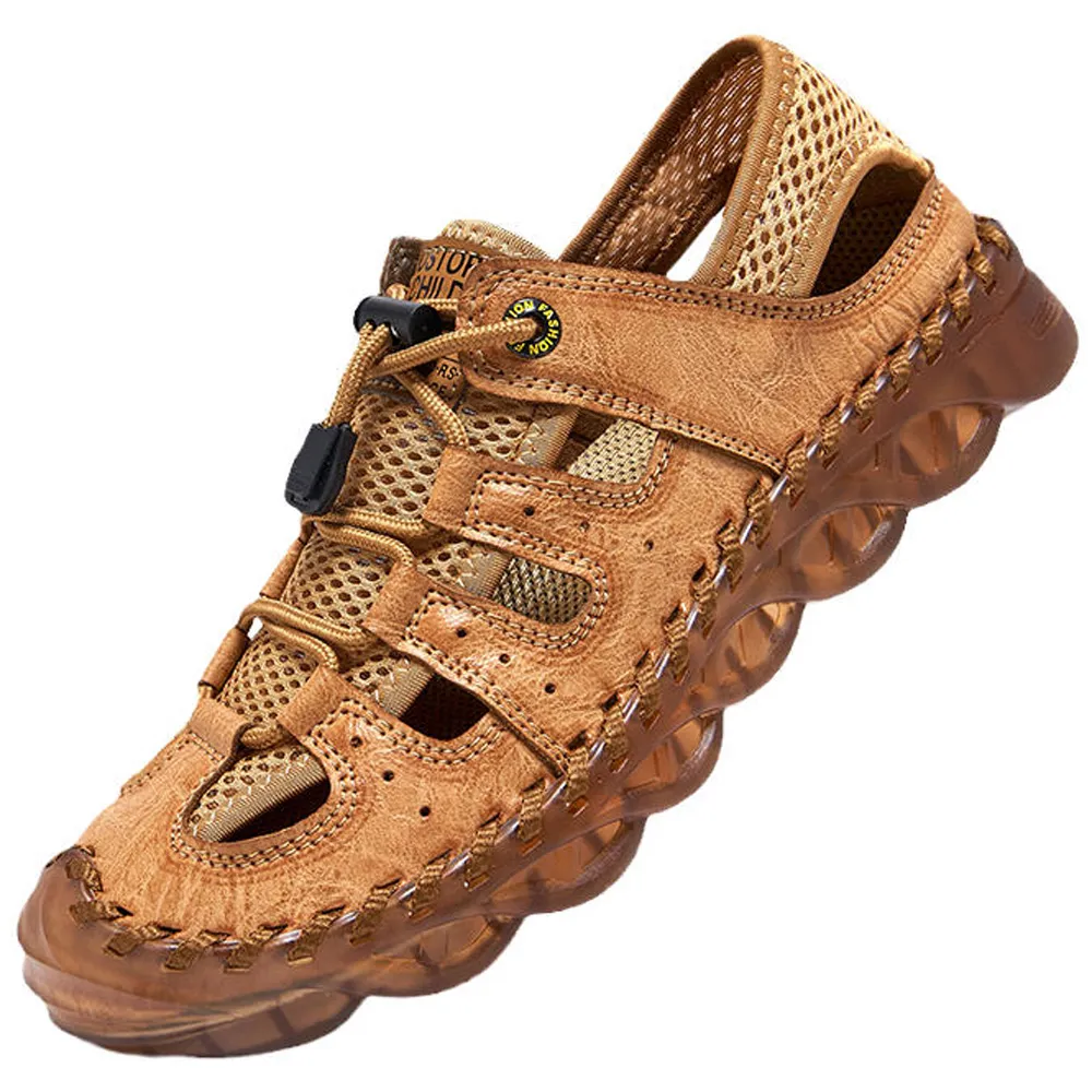 大友SAZ112口二色涼鞋男款真皮夏季潮流學生運動鞋輕便防滑涉水沙灘鞋男杰恆 歷史價格詳細信息