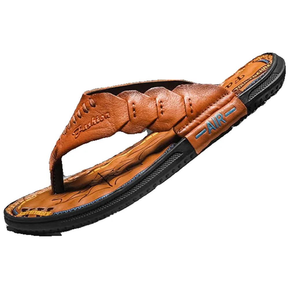 頭層牛皮包頭人字拖涼鞋男日常外穿防滑耐磨潮7223大碼沙灘鞋 歷史價格詳細信息