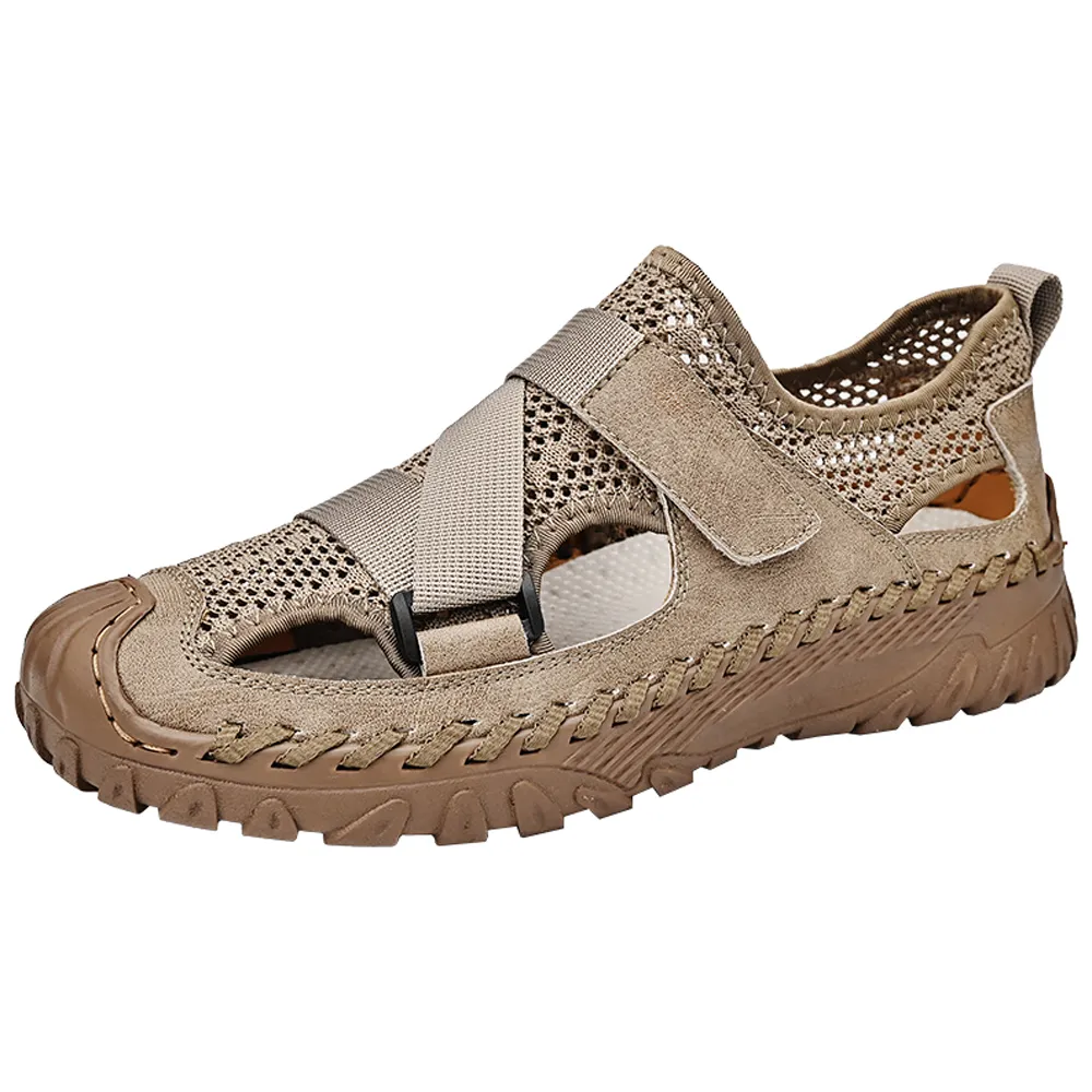 大友SAZ113口二色涼鞋男夏季新款真皮學生運動休閑鞋軟底輕便沙灘鞋男杰恆 歷史價格詳細信息