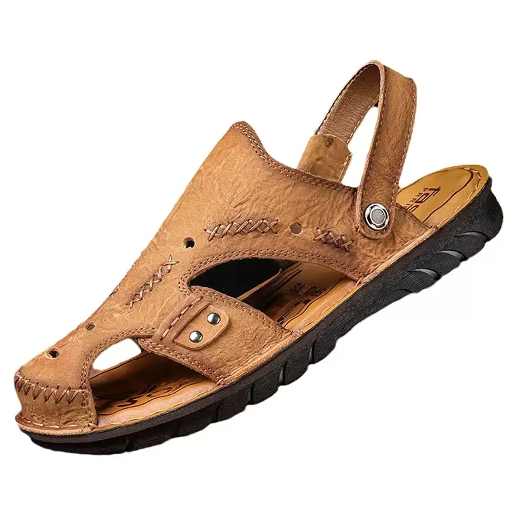 皮涼鞋男款2023新款夏季室外穿男士夾腳防滑耐磨爸爸開車沙灘拖鞋 歷史價格詳細信息