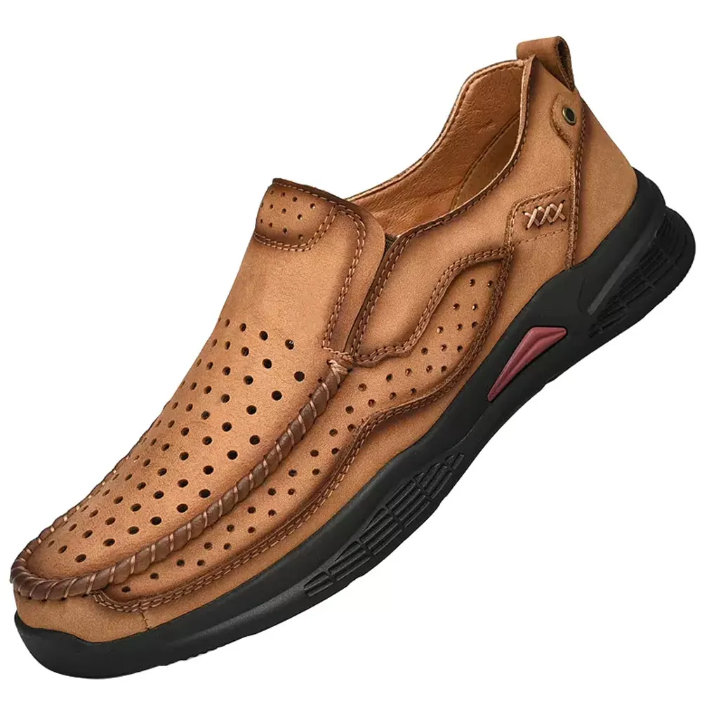 夏季新款男鞋真皮透氣一腳蹬套腳樂福鞋英倫風厚底休閒板鞋 歷史價格詳細信息