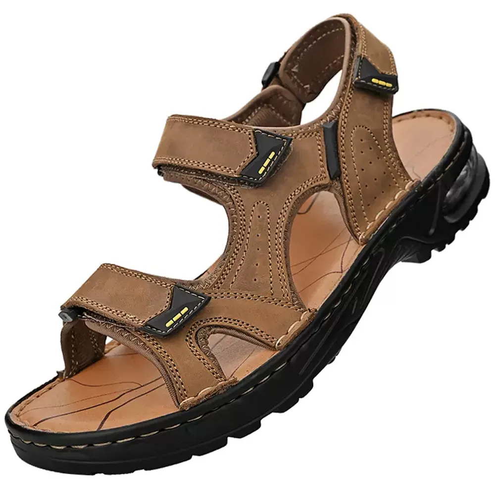 頭層牛皮包頭涼鞋男真皮大尺碼防水兩用拖鞋2024夏季透氣男士沙灘鞋 歷史價格詳細信息